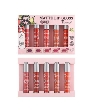 5 pieces Matt ink lipstick set nude tones waterproof long -lived makeup lip gloss 12h stop without drying out lipstick liquid lipstick set for makeup fans 1 g (1 Pack) # 01