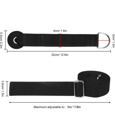 Maoxintek Yoga Belt Leg Extensor - Fitness Stretch Band for Dance Ballet & Gymnastics - Long Cotton Loop with Door Anchor - Black - Buy Online on SooperMarket.com
