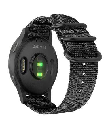 Fintie Quick Release Nylon Band 22mm Replacement Sport Strap Compatible with Garmin Vivoactive 4 45mm, Forerunner 255 46mm, Venu 2, Fossil Gen 5, Amazfit GTR 2, 2e,Ticwatch Pro 3, YAMAY SW022 Black