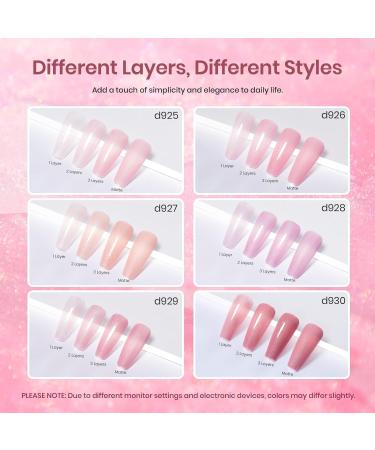 Beetles 6pcs Jelly Glitter Gel Polish Set - Nude Pink Manicure, Soak Off UV LED Cured Shimmer Colors - DIY Nail Art Salon Quality - Buy Online on SooperMarket.com