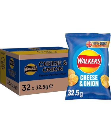 Walkers Cheese & Onion Crisps 32x32.5g (wholesale Box) Cheese 32.5 g (Pack of 32)