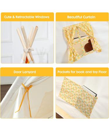Large Pet Teepee Tent with Mat for Dogs & Cats | Portable Indoor/Outdoor Dog House - White Stripe Design - Buy Online on SooperMarket.com