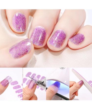 Buy 8 Sheets Semi Cured Nail Polish Stickers - Gradient Glitter & Solid Color Gel Wraps | Self-Adhesive Multicolored Nail Strips for Women & Girls | Perfect Manicure Decoration Supplies - Buy Online on SooperMarket.com