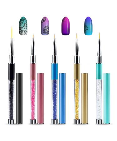5 Pieces Nail Art Liner Brush Professional Detail Brush Set Acrylic Nail Brushes Gel Brush for Nail Art