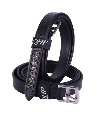 QHP stirrup leathers Lupine made of black leather with rhinestones at the end (135 cm)