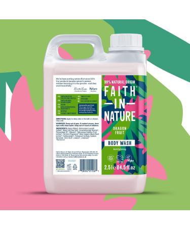 Faith In Nature Dragon Fruit Body Wash 2.5L - Revitalising, Vegan & Cruelty Free - No SLS or Parabens - Buy Online on SooperMarket.com