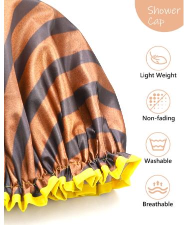 Buy Mikimini 2-Pack Waterproof Shower Hoods - Stylish & Reusable for Women Men Girls & Children | Golden Stripes Design - Buy Online on SooperMarket.com