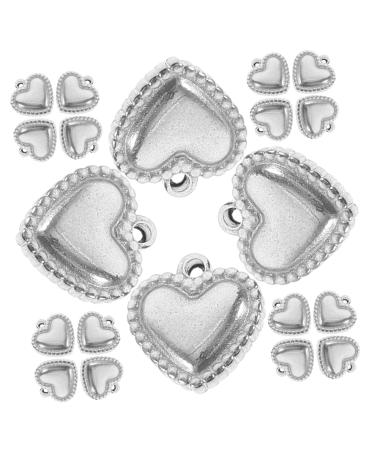 TEHAUX 100pcs valentine heart charms jewelry making heart charms heart charms for bracelet making crafts heart charms DIY heart charms heart bracelet charms Gasket Stainless steel loose