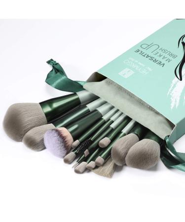 HEYMKGO 15Pcs Makeup Brush Set - Premium Synthetic Bristles for Liquid & Powder Makeup Application - Green - Buy Online on SooperMarket.com