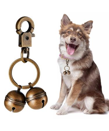 IRYNA 1 Pair Copper Cat & Dog Bell Extra Loud Pet Bell Durable Brass Bells Pet Tracker for Pets Collar Charm Pendant Bells with Swivel Lobster Clasp