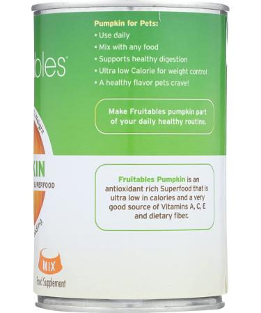 Fruitables Pumpkin Pet Food - 15 Oz | Healthy Dog Treats & Nutrition - Buy Online on SooperMarket.com