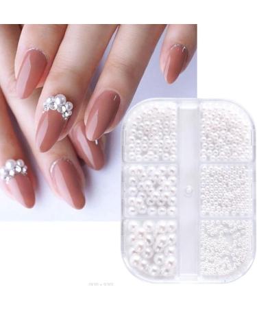 Citywalk 4Box Pearl Decorations Nail Charms White Round Nail Parts Gold Steel Beads Balls Jewelry Nail Art Accessories Color:ZZ13 - Buy Online on SooperMarket.com