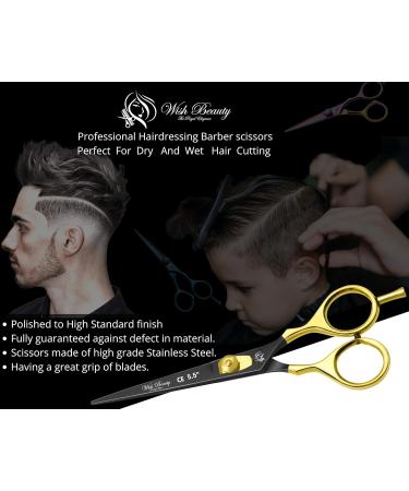 Glamified Glam Hair Cutting Scissors -Sharp Razor Edge Blade Hair Shears Series - 5.5" with Fine Adjustment Stainless Steel Hair Scissors Professional for Men Women & Babies (Black+Gold) - Buy Online on SooperMarket.com
