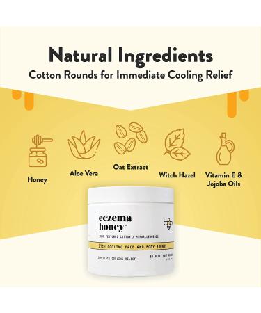 Eczema Honey Itch Cooling Face & Body Rounds - Anti Itch Cotton Pads for Eczema & Dry Skin (50 Rounds) - Buy Online on SooperMarket.com
