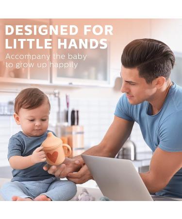 2 Pcs Silicone Sippy Cup Training Cup for Baby 6 Months+ - Spill Proof Sippy Cups for Toddlers - Easy Grip 5 oz - Cute Style - Light & Dark Orange - Buy Online on SooperMarket.com