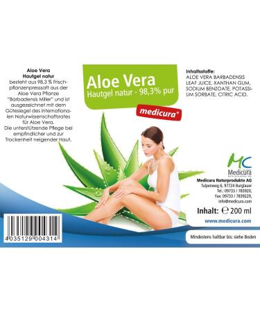 Buy ALOE VERA SKIN GEL - 98.3% Pure Natural 200ml | International Shipping Available - Buy Online on SooperMarket.com