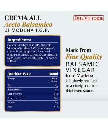 Due Vittorie Balsamic Crema - Barrel Aged Balsamic Glaze from Italy - Gluten Free - 8.45 oz (Pack of 2) - Buy Online on SooperMarket.com