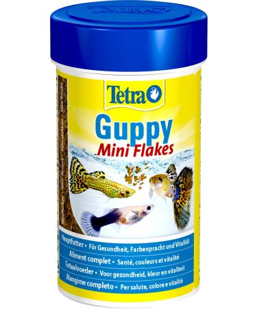 Tetra guppy mini flakes fish feed - balanced nutrient -rich flake lining for guppies 100 ml dose mini flakes 100 ml (1 Pack)