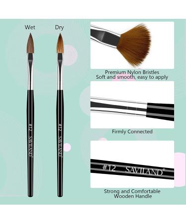 Saviland 5pcs Acrylic Nail Brush Set | Professional Size 4/6/8/10/12 Brushes for Acrylic Powder Application, Nail Extension, and Carving | Wood Handle Nail Art Tools - Buy Online on SooperMarket.com