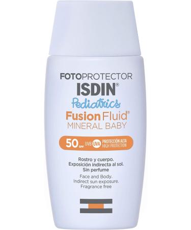 ISDIN Fotoprotector Fusion Fluid Mineral Baby SPF50 (50ml) | Gentle 100% Mineral Sunscreen for Babies and Kids - Buy Online on SooperMarket.com