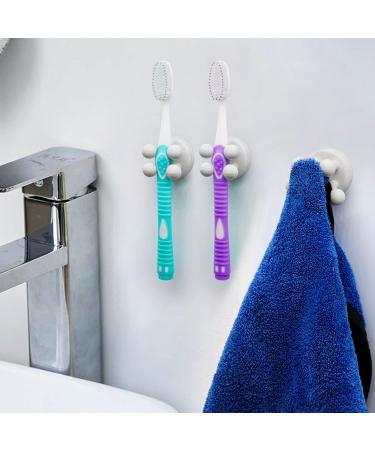 OSORD 8-Pack Silicone Toothbrush Holder & Razor Hooks - Self-Adhesive Multi-Purpose Bathroom Organizers | White - Buy Online on SooperMarket.com