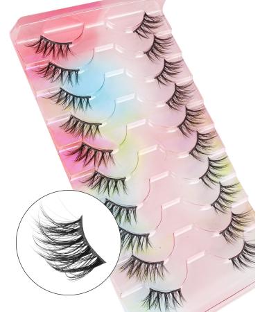 MilyBest Half Lashes: 10 Pairs Short Faux Mink Cat Eye 3D False Eyelashes for Sweet Date | Natural Look, Wispy & Fluffy Soft | 7-14MM - Buy Online on SooperMarket.com