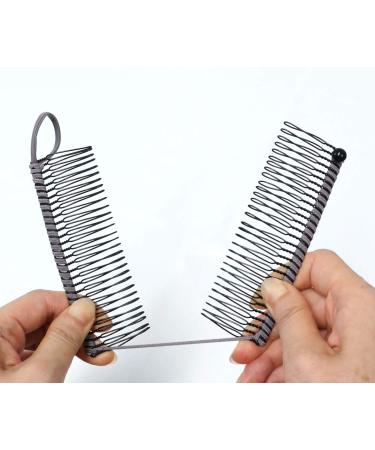 GETAGOTA 2-Piece Adjustable Banana Hair Clip Comb Set for Women - Double Combs Hair Accessory for Styling Thick Curly Hair - Brown and Beige - Buy Online on SooperMarket.com