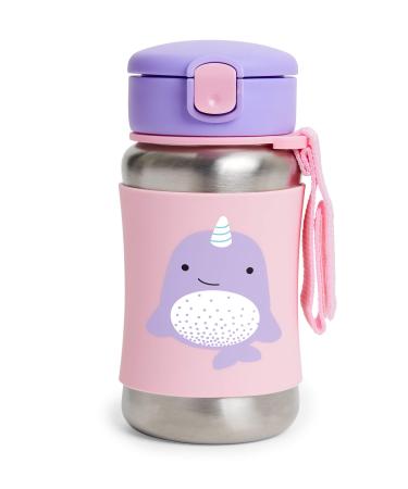 Skip Hop Toddler Sippy Cup with Straw  Zoo Stainless Steel Straw Bottle  Narwhal