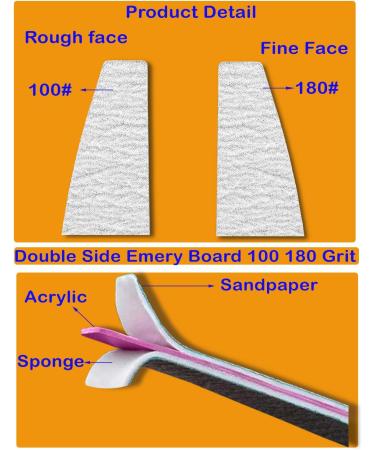 10X Professional Nail Files 100/180 Grit Double Sided Emery Board Washable Fingernail Buffering Nail Files Styling Tools for Nails Toe Pet Fingernails - Buy Online on SooperMarket.com