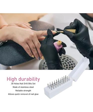 Nail Drill Bits Set 30 Holes Stainless Steel Grinding Cuticle Drill Bit for Nail Polishing Nail Care - Buy Online on SooperMarket.com