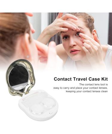 Contact lens case contact lens container plastic material convenient practical safe protection mirror appearance for individual use Gold - Buy Online on SooperMarket.com