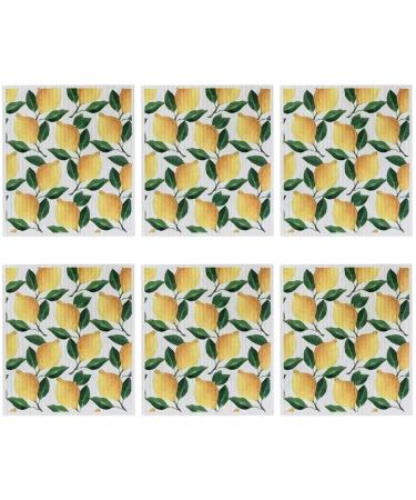 6Pcs Reusable Paper Towels Lemon Print Dish Towels for Kitchen Soft and Absorbent Dish Cloths Quick Drying Kitchen Dishcloths Dish Rags for Washing Dishes