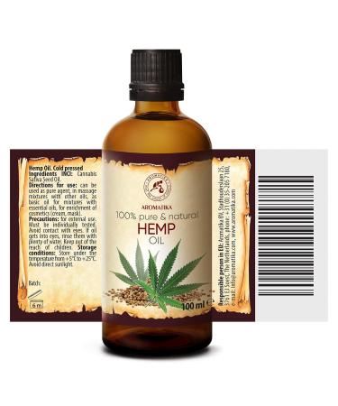 Hemp Oil 100ml - Pure & Natural Cold Pressed - Intensive Care for Face Hair & Body in Glass Bottle - Buy Online on SooperMarket.com