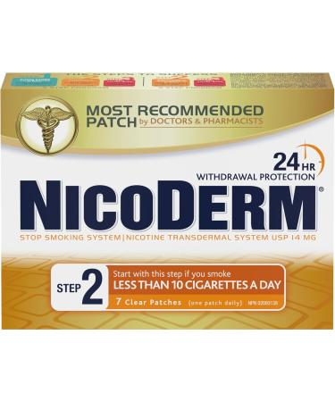 Nicoderm Step 2 Clear Patches Quit Smoking and Smoking Cessation Aid 14 mg of Nicotine/Day 7 Count Step 2 7 Patches - Buy Online on SooperMarket.com