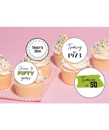 edible 20 x Birthday ANY AGE cupcake toppers PERSONALISED uncut (wafer paper) Rice Paper