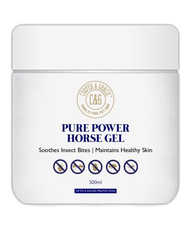 C&G Pets | Pure Power Horse Fly Gel | Repels Biting Insects | Soothes and Hydrates itchy Skin | 8 Hour Sweat Resistant Citronella Formula | 100% Organic And Natural 500ml