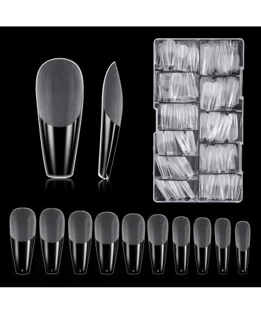 Carehabi 500 pieces wrong nail acrylic nail tip with storage case for nail studios and DIY nail art at home 10 sizes (half -matted) 1 piece (500 pack)