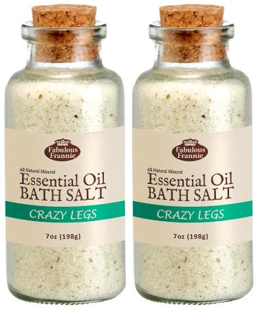 Fabulous Frannie Aromatherapy Crazy Legs Essential Oil Mineral Bath Salt 2pk/7oz Each Made with Lemon  Peppermint  Lemongrass  Frankincense & Cypress Pure Essential Oils.
