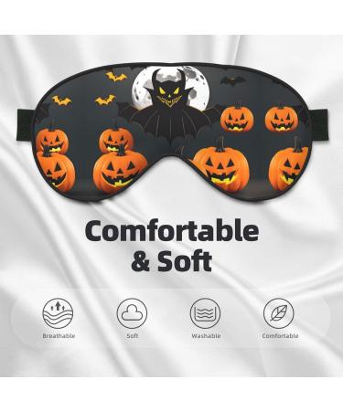 Halloween Moon Bat Pumpkin Print Double-Sided Eye Mask Soft and Light Blocking for Enhancing Sleep Quality - Buy Online on SooperMarket.com