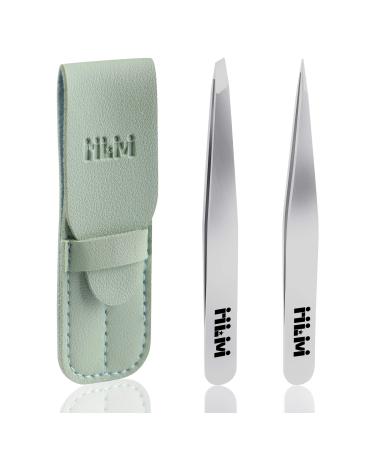 Precision Tweezers for Eyebrows-NLM Tweezers Set for Ingrown Hair Removal Professional Brow Remover Tools for Women and Girls Hair Plucking Daily Beauty Tool with Leather Case