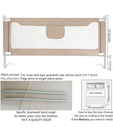 Extra Tall Bed Rails for Toddlers - Twin to King Size - Khaki - 1 Side 78.74 L x 27 H - Buy Online on SooperMarket.com