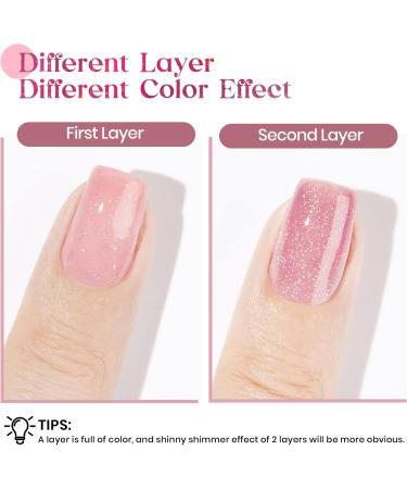 MIZHSE Pink Gel Nail Polish Shimmery Rose Jelly Color Natural Gel Polish Glitter Sparkle Pink Nail Gel 12ML Soak off UV LED for Home Salon DIY BV006 - Buy Online on SooperMarket.com