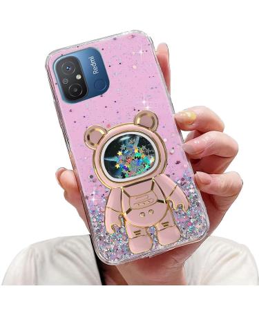 Tivenfezk Nadoli for Xiaomi Redmi 12c Treibsand B r Astronaut Hidden Stand Shell caricature glitter astronaut stand soft silicone bling cell phone case transparent protective cover xiaomi redmi 12c pink