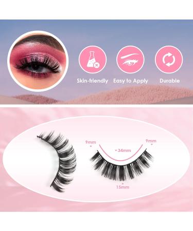Glowingwin Russian Volume D Curl Hybrid Strip Lashes - 10 Pairs Pack | 3D Curly Faux Mink False Eyelashes | Natural, Fluffy, and Long-Lasting Russian Lashes - Buy Online on SooperMarket.com