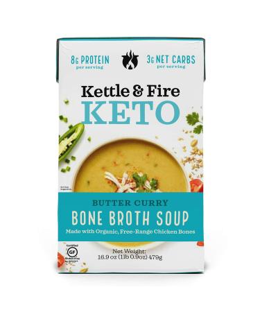 Kettle and Fire Butter Curry Keto Soup, Keto, Paleo Friendly, Gluten Free, High in Protein and Collagen, 1 Pack 1.05 Pound (Pack of 1)