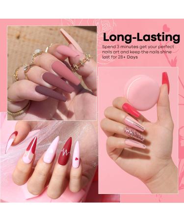 Modelones 24 Pcs Gel Nail Polish Kit - Hot Pink & Glitter Soak Off Gel Set with GlossyMatte Top & Base Coat | Perfect Nail Art Gifts - Buy Online on SooperMarket.com
