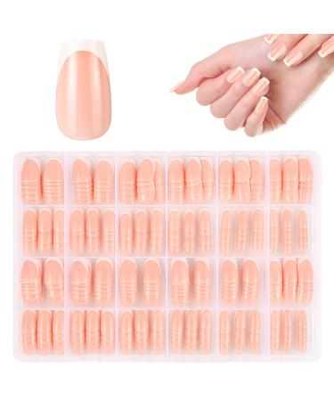 JSRQT 360 Pieces French Tip False Nails Artificial Acrylic French Nails Stick on Nails Nude Color Full Cover Fake Nails Tips for Women Girls Press on Nails Square Long Nail Art Manicure Decorations