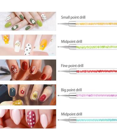 Sularpek Nail Art Brushes 5 Pcs Double-Ended Kit - Nail Art Point Drill Drawing Brush Pen, UV Gel Brush for Design & Detailing - Buy Online on SooperMarket.com