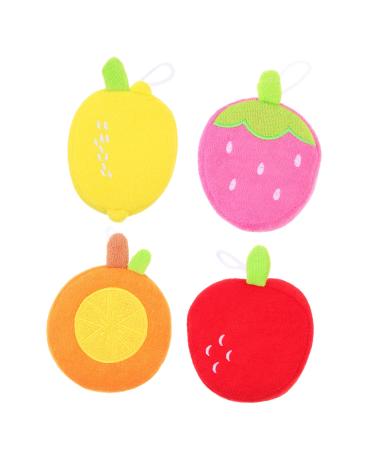 Hemoton 4pcs Animal Bath Towel Bath Loofah Sponge for Bathing Perm Tin Foil Bath Sponge Soft Scrubber Sponge Shower Sponge Fruit Clean Child Sponge Polyester Fiber Bath Ball 13x10x4cm Assorted Color