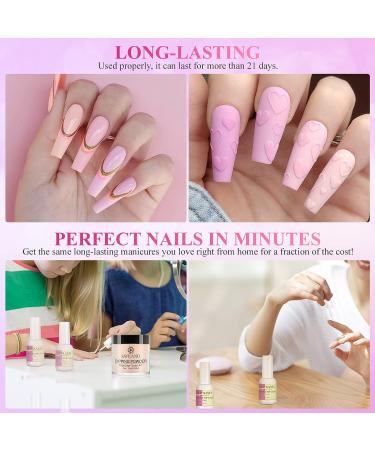 Saviland 10 Colors Dip Powder Nail Kit Starter - Nude Pink Spring Colors - Salon Quality 17pcs Set with 2-In-1 Base & Top Coat - Ideal for Nail Repair & Home DIY - Perfect Gift for Ladies - Buy Online on SooperMarket.com